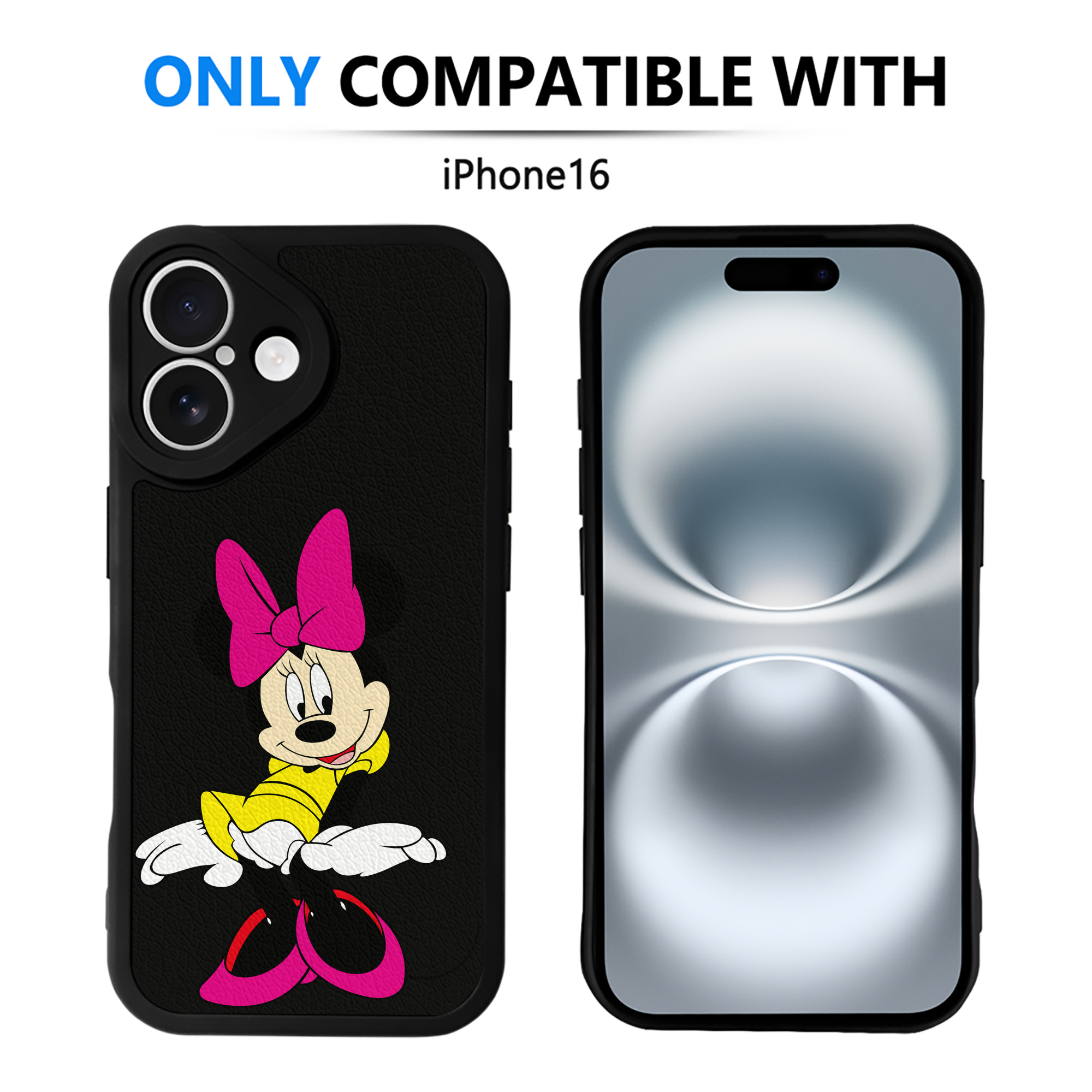 （画像用） ミッキーマウス Mickey Mouse 【iPhone 16シリーズ対応】シリコンスマホケース（レザー調） 材質：シリコン
